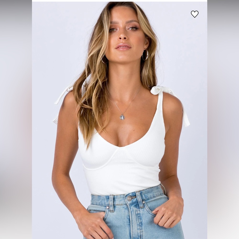 Princess Polly Clove Tie Up Body Suit, size small, white